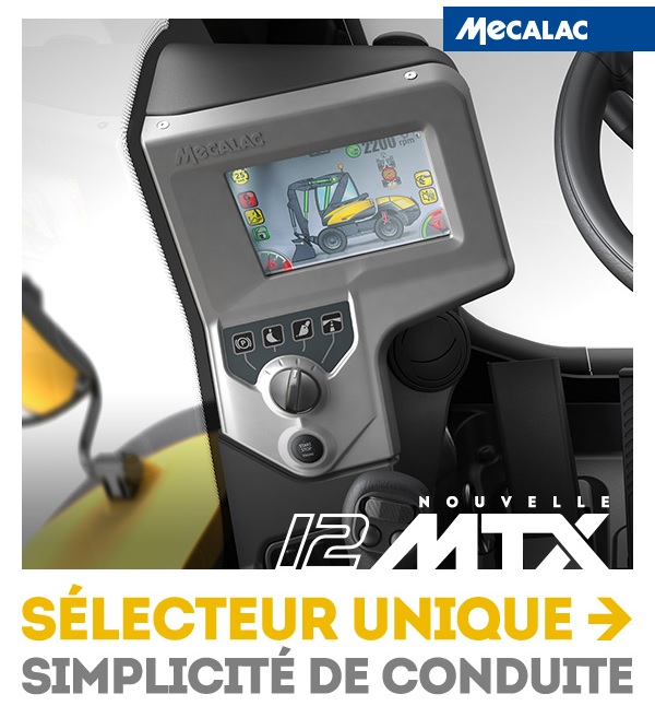 Mecalac Nouvelle 12 MTX avec sélecteur unique de conduite